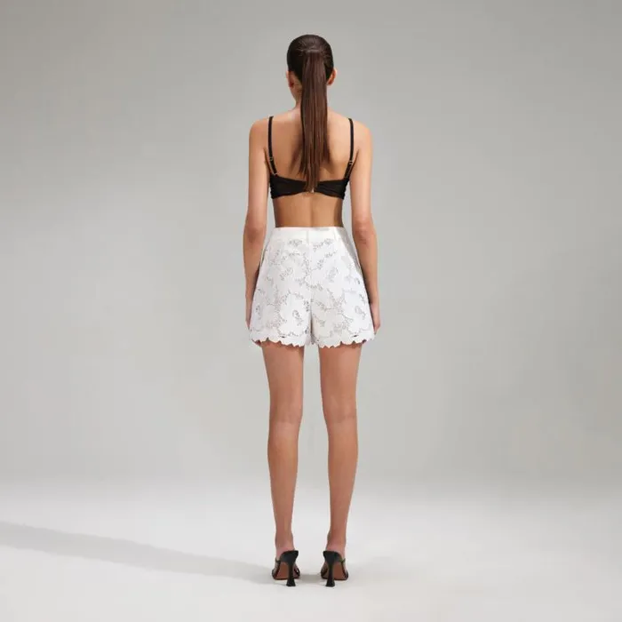 Bottoms Woman SelfPortrait Pink 3D Cotton Lace Shorts Bottoms Woman SelfPortrait Pink 3D Cotton Lace Shorts