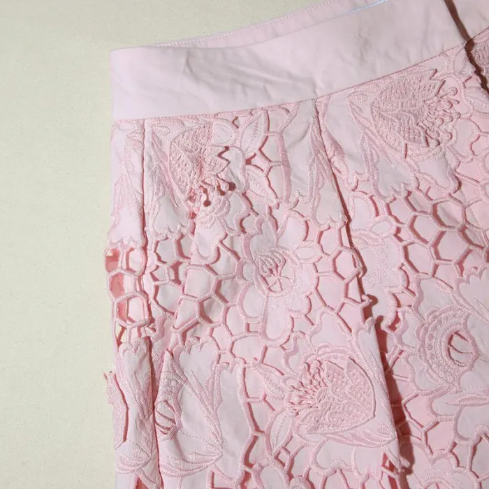 Bottoms Woman SelfPortrait Pink 3D Cotton Lace Shorts Bottoms Woman SelfPortrait Pink 3D Cotton Lace Shorts