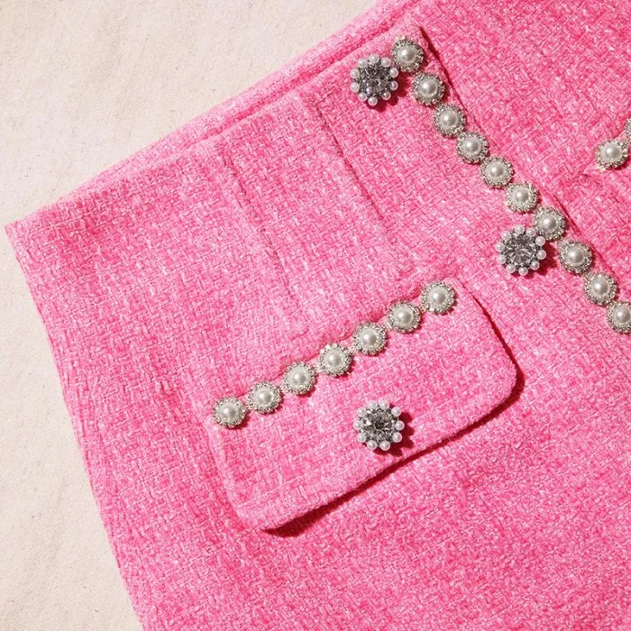 Bottoms Woman SelfPortrait Pink Boucle Mini Skirt Bottoms Woman SelfPortrait Pink Boucle Mini Skirt