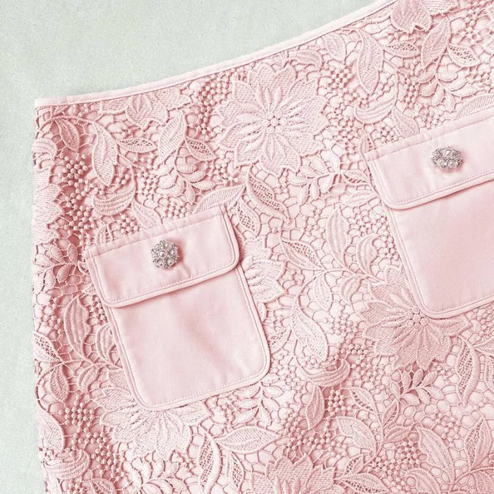 Bottoms Woman SelfPortrait Pink Guipure Lace Mini Skirt Bottoms Woman SelfPortrait Pink Guipure Lace Mini Skirt