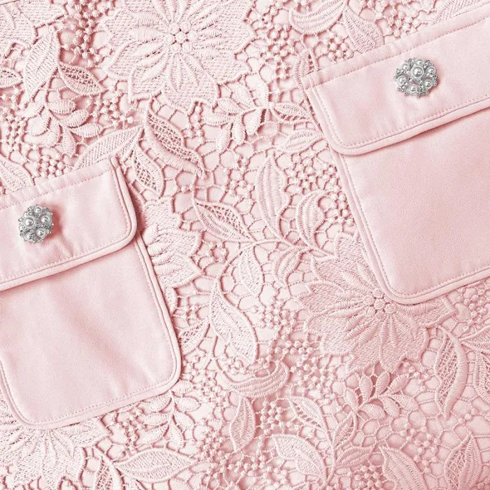 Bottoms Woman SelfPortrait Pink Guipure Lace Mini Skirt Bottoms Woman SelfPortrait Pink Guipure Lace Mini Skirt