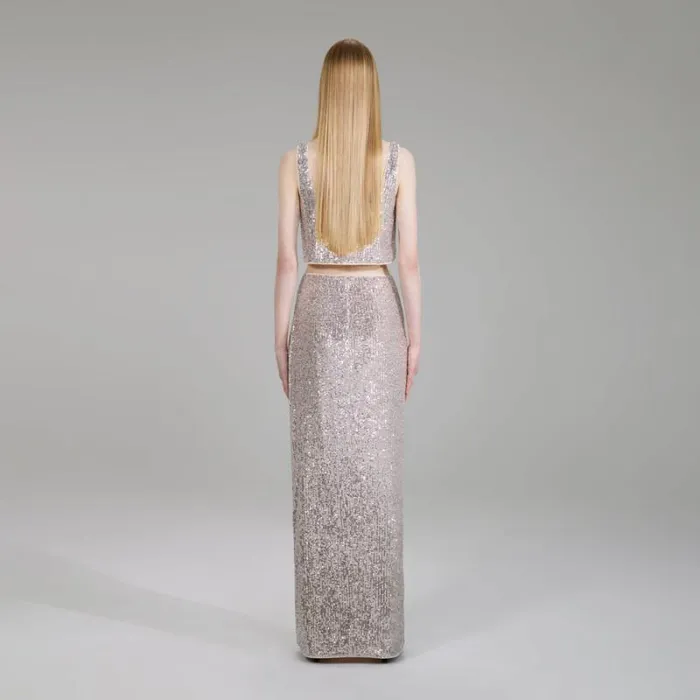 Bottoms Woman SelfPortrait Stretch Sequin Maxi Skirt Bottoms Woman SelfPortrait Stretch Sequin Maxi Skirt