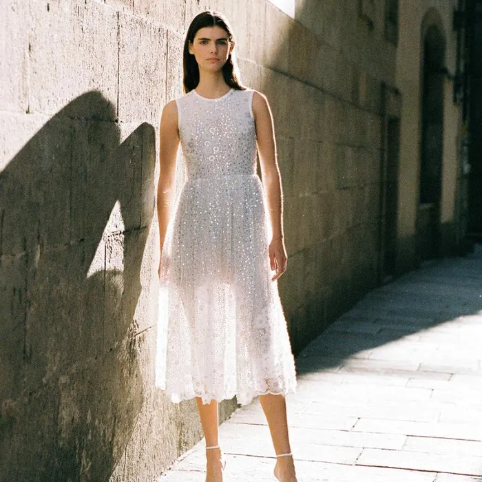 Bottoms Woman SelfPortrait White Beaded Sequin Maxi Skirt Bottoms Woman SelfPortrait White Beaded Sequin Maxi Skirt