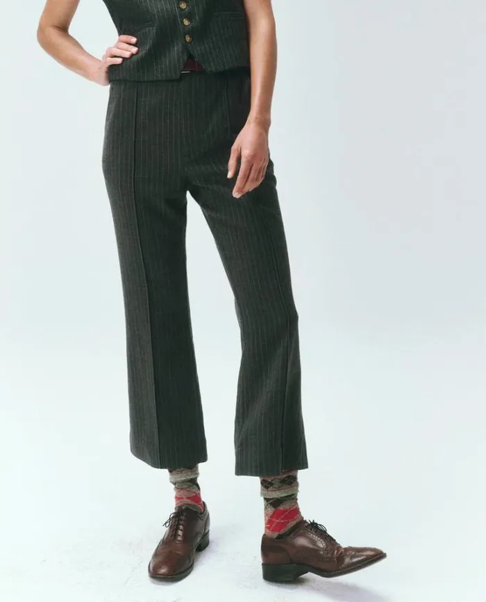 Bottoms Women039s The Great The Bell Trouser Gray Pin Stripe