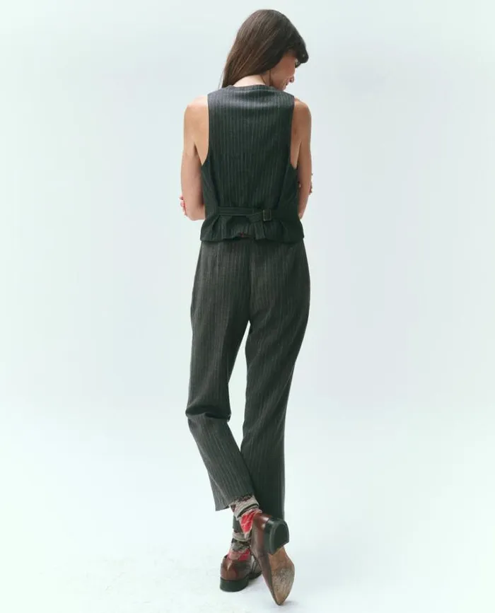 Bottoms Women039s The Great The Bell Trouser Gray Pin Stripe