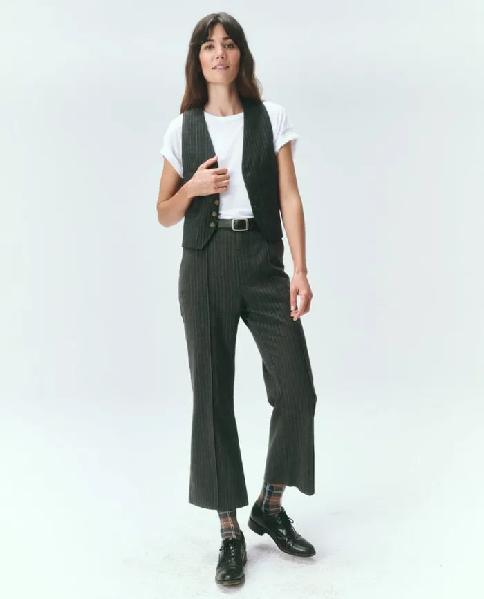 Bottoms Women039s The Great The Bell Trouser Gray Pin Stripe