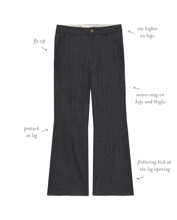 Bottoms Women039s The Great The Bell Trouser Gray Pin Stripe
