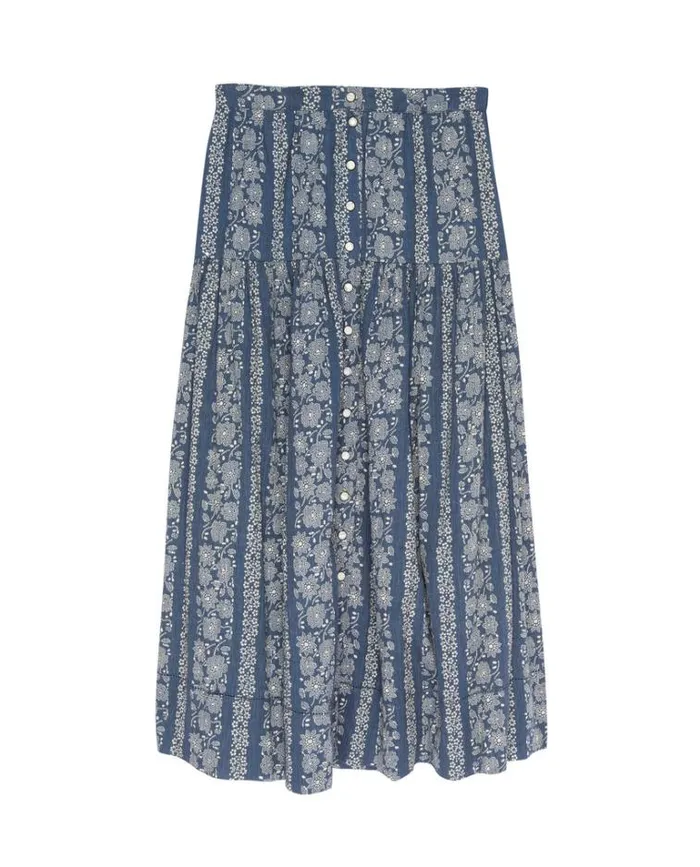 Bottoms Women039s The Great The Boating Skirt Blue And Cream Token Floral