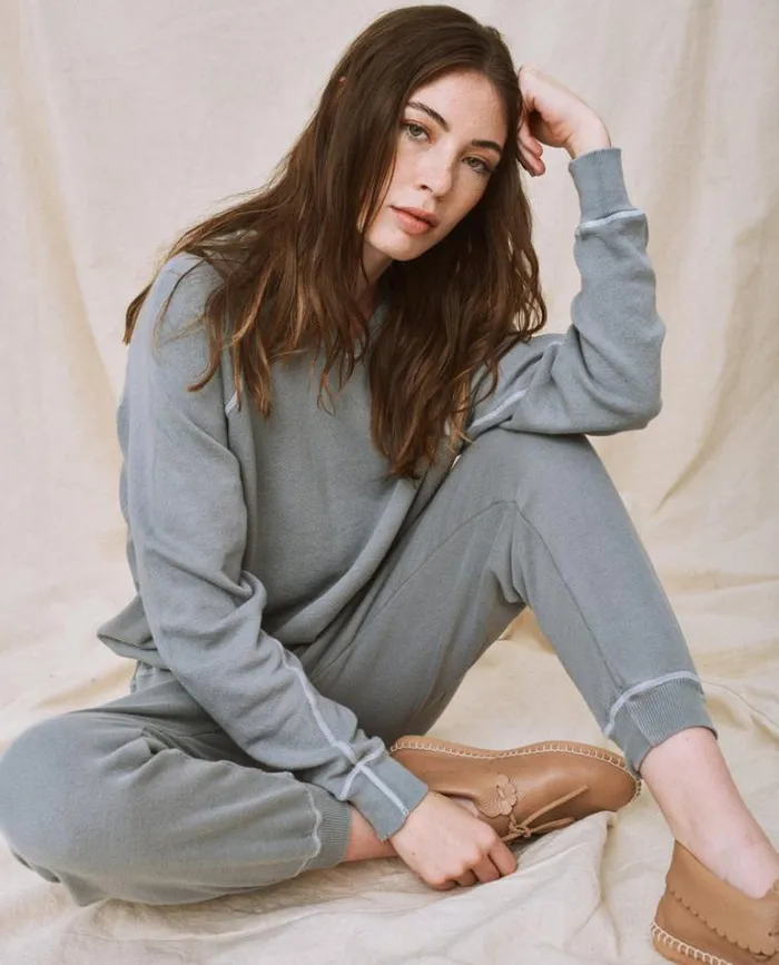 Bottoms Women039s The Great The Cropped Sweatpant Dusty Blue
