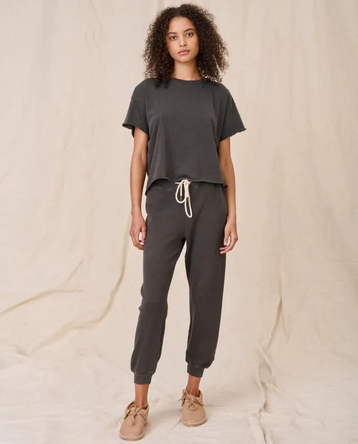Bottoms Women039s The Great The Cropped Sweatpant Washed Black