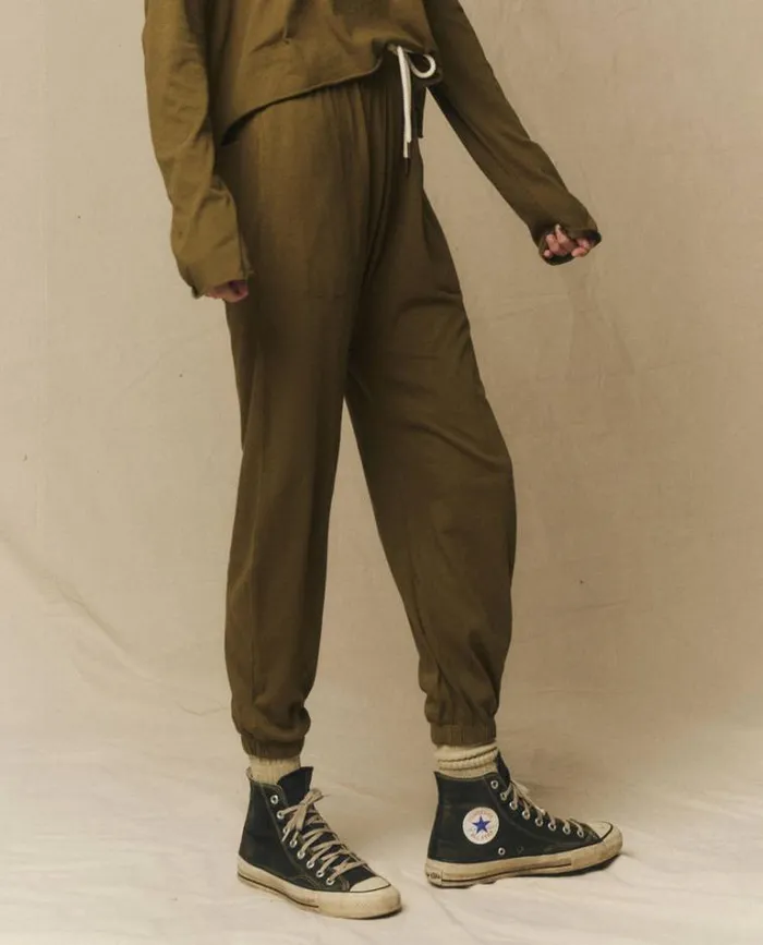 Bottoms Women039s The Great The Jersey Jogger Pant Fir Green