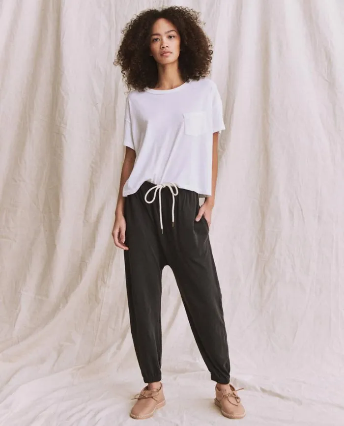 Bottoms Women039s The Great The Jersey Jogger Pant Washed Black