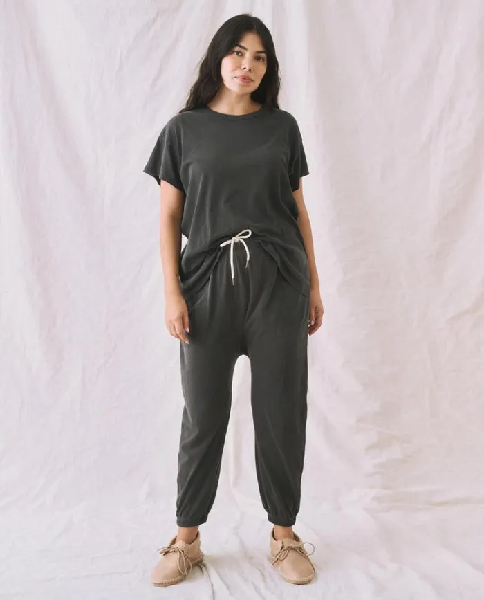 Bottoms Women039s The Great The Jersey Jogger Pant Washed Black