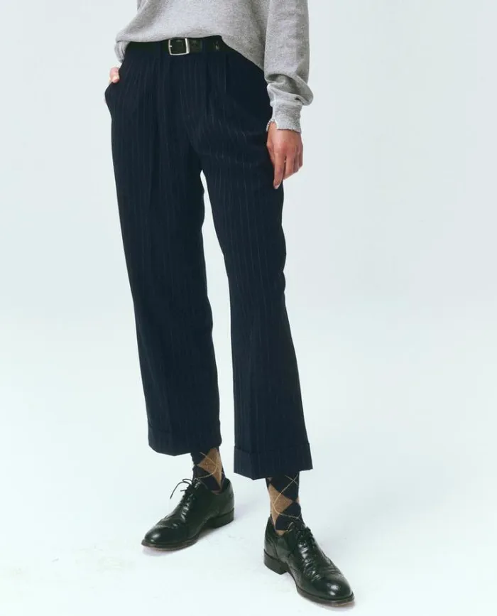 Bottoms Women039s The Great The Tradesman Pant Navy Pin Stripe