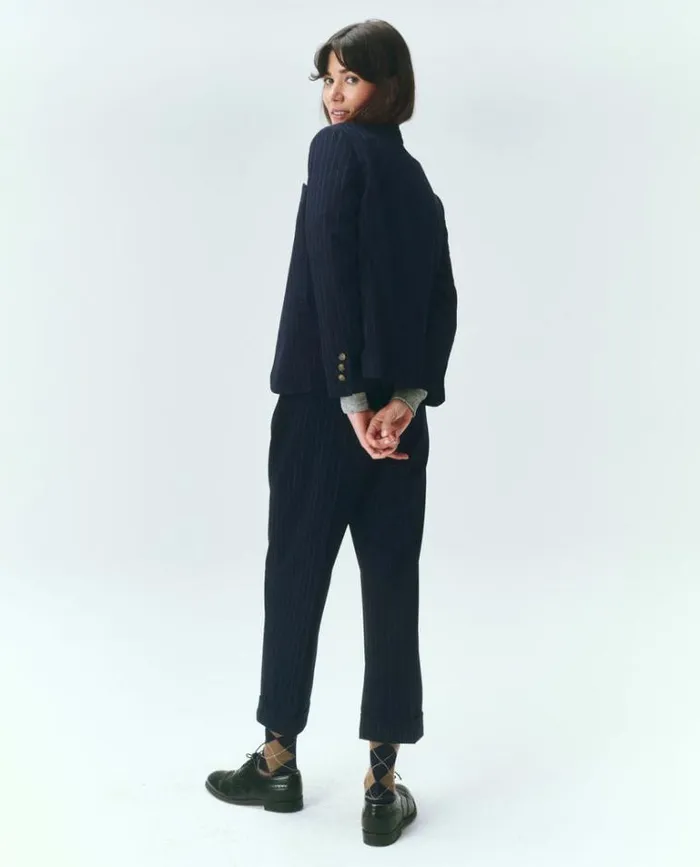 Bottoms Women039s The Great The Tradesman Pant Navy Pin Stripe