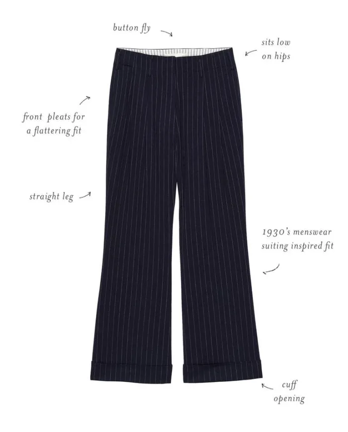 Bottoms Women039s The Great The Tradesman Pant Navy Pin Stripe