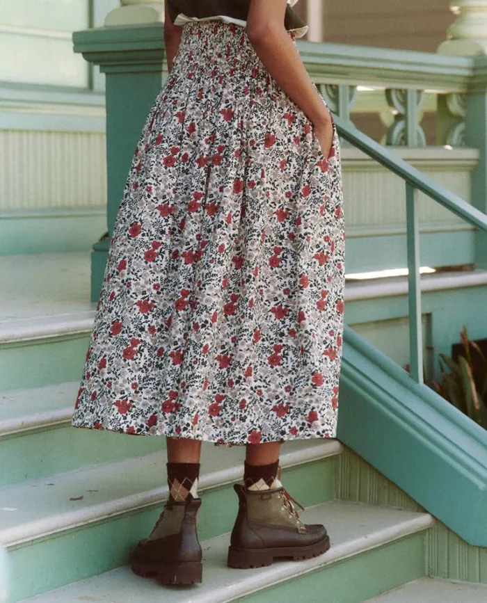 Bottoms Women039s The Great The Viola Skirt Cream Mesa Floral