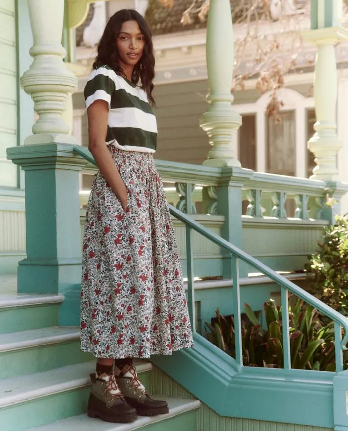 Bottoms Women039s The Great The Viola Skirt Cream Mesa Floral