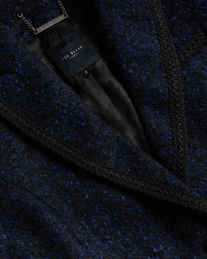 Boucle Blazer With Embellished Detail Dark Blue Women Ted Baker Clothing Boucle Blazer With Embellished Detail Dark Blue Women Ted Baker Clothing