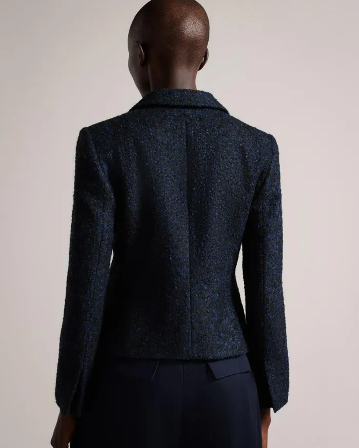 Boucle Blazer With Embellished Detail Dark Blue Women Ted Baker Clothing Boucle Blazer With Embellished Detail Dark Blue Women Ted Baker Clothing