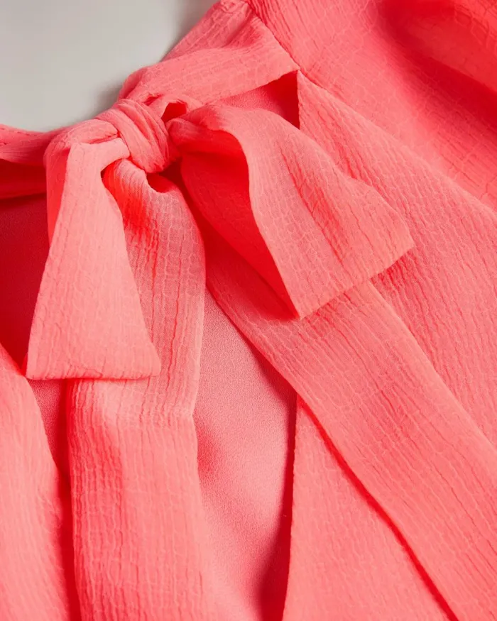 Boxy Top With Puff Sleeves Coral Women Ted Baker Clothing