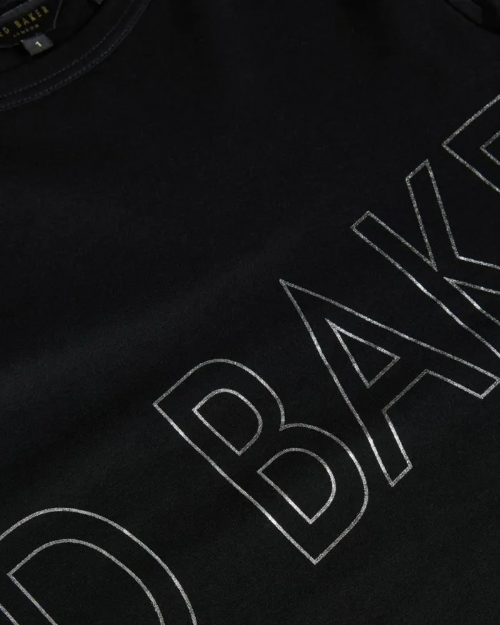 Branded Foil Cotton Tshirt Black Women Ted Baker Tops and TShirts Branded Foil Cotton Tshirt Black Women Ted Baker Tops and TShirts