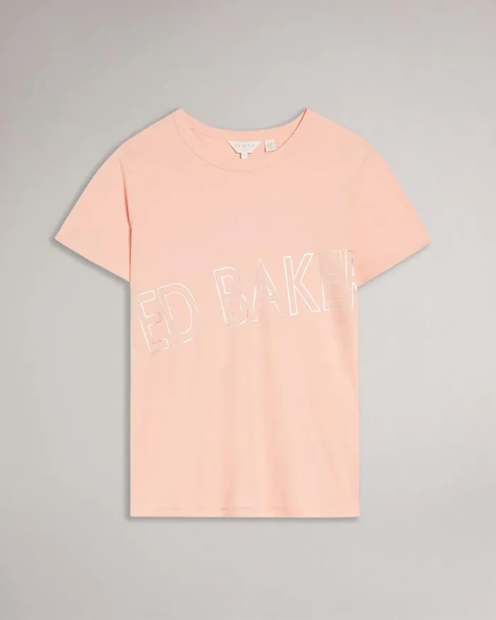 Branded Foil Cotton Tshirt Dusky Pink Women Ted Baker Tops and TShirts