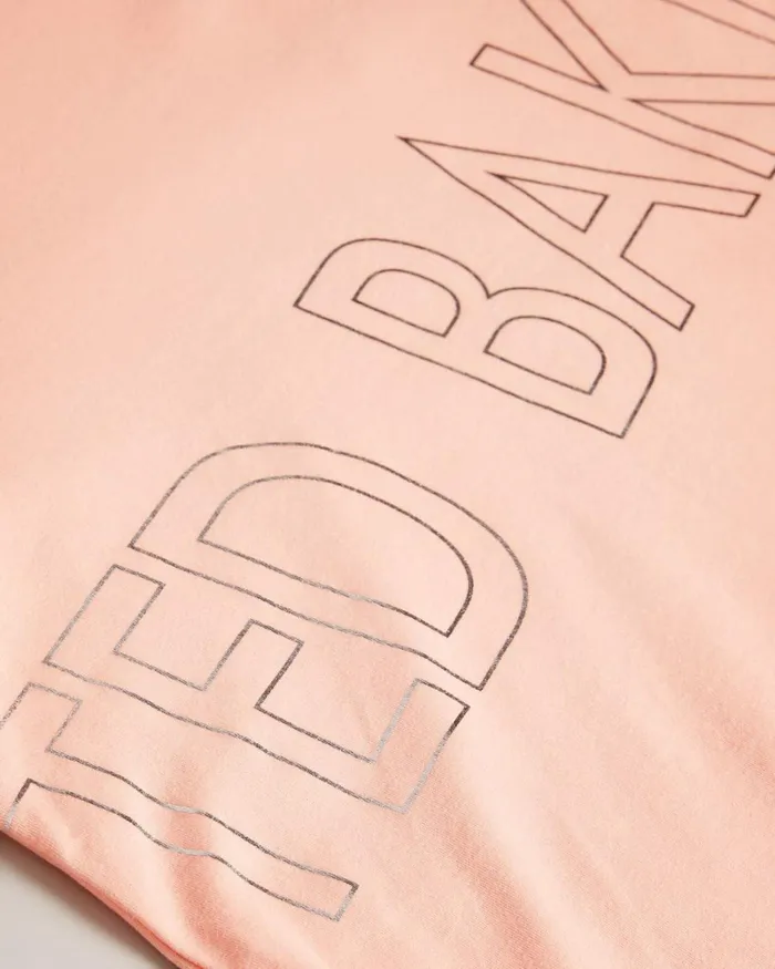 Branded Foil Cotton Tshirt Dusky Pink Women Ted Baker Tops and TShirts Branded Foil Cotton Tshirt Dusky Pink Women Ted Baker Tops and TShirts