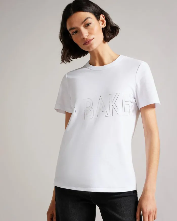 Branded Foil Cotton Tshirt White Women Ted Baker Tops and TShirts Branded Foil Cotton Tshirt White Women Ted Baker Tops and TShirts