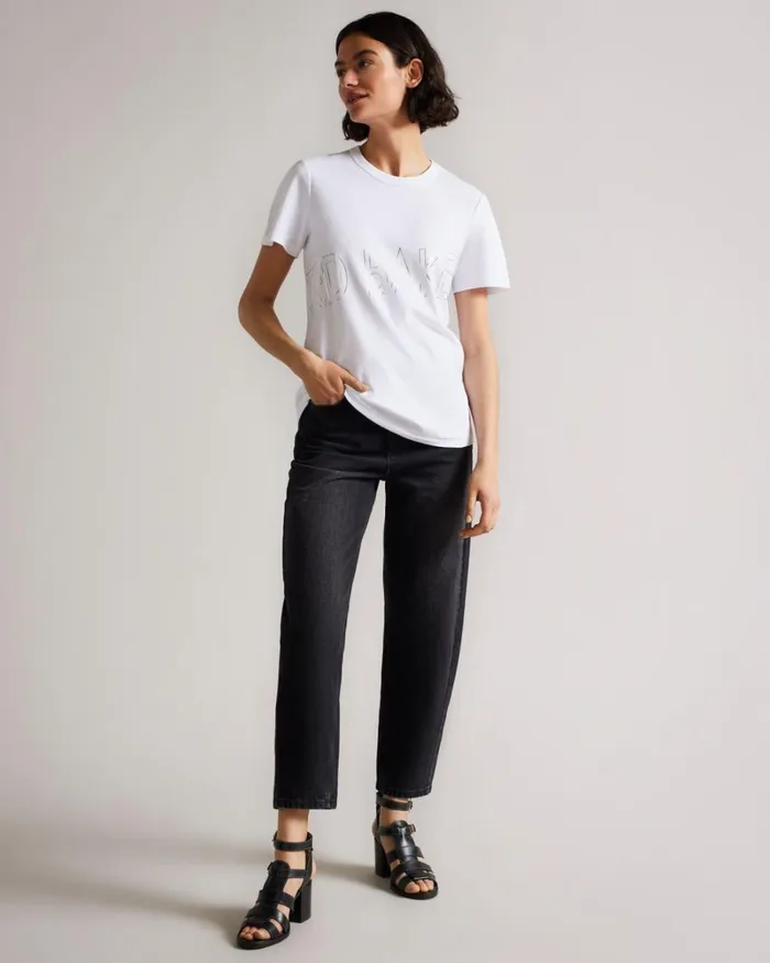 Branded Foil Cotton Tshirt White Women Ted Baker Tops and TShirts Branded Foil Cotton Tshirt White Women Ted Baker Tops and TShirts