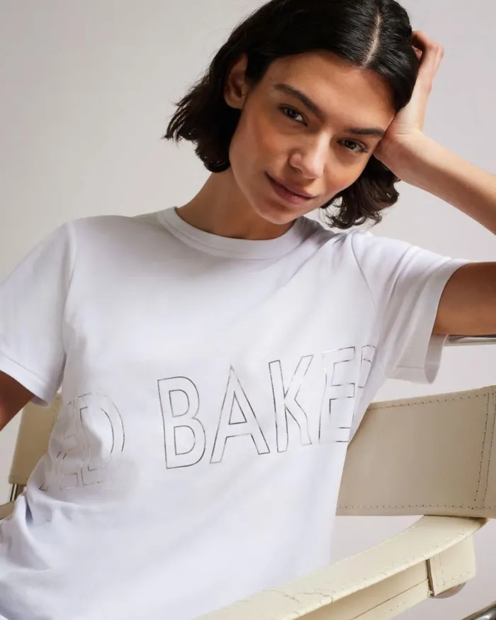 Branded Foil Cotton Tshirt White Women Ted Baker Tops and TShirts Branded Foil Cotton Tshirt White Women Ted Baker Tops and TShirts