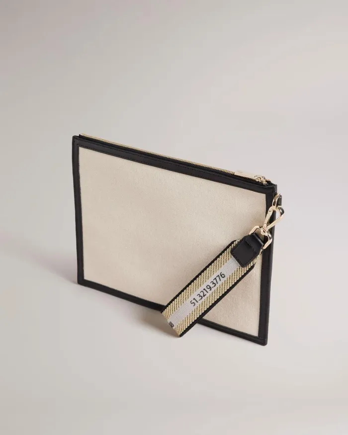Branded Webbing Canvas Pouch Ecru Women Ted Baker Bags