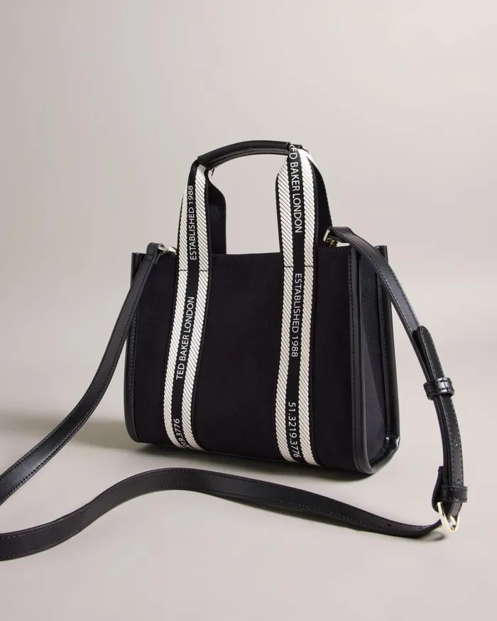 Branded Webbing Canvas Small Tote Black Women Ted Baker Bags Branded Webbing Canvas Small Tote Black Women Ted Baker Bags