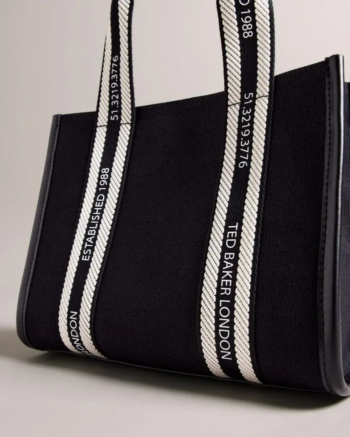 Branded Webbing Canvas Small Tote Black Women Ted Baker Bags Branded Webbing Canvas Small Tote Black Women Ted Baker Bags