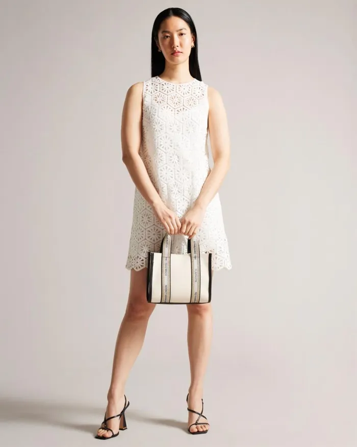 Branded Webbing Canvas Small Tote Ecru Women Ted Baker Bags