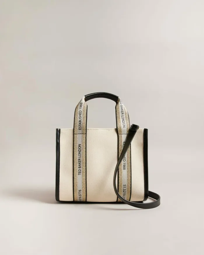 Branded Webbing Canvas Small Tote Ecru Women Ted Baker Bags Branded Webbing Canvas Small Tote Ecru Women Ted Baker Bags