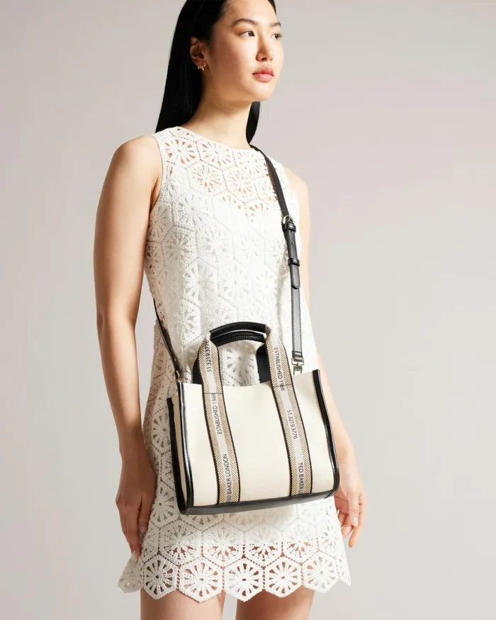 Branded Webbing Canvas Small Tote Ecru Women Ted Baker Bags Branded Webbing Canvas Small Tote Ecru Women Ted Baker Bags