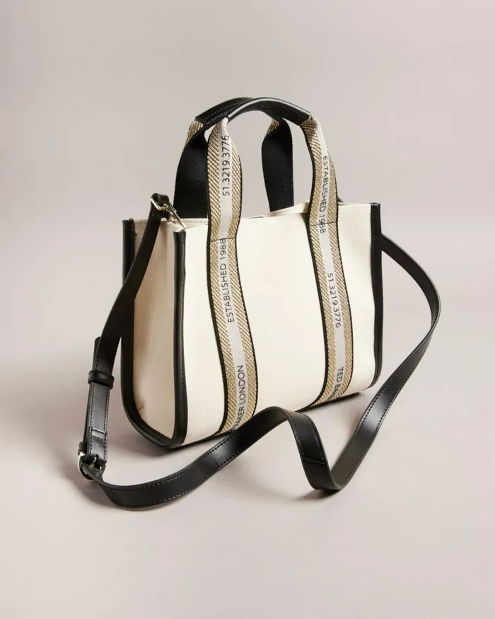 Branded Webbing Canvas Small Tote Ecru Women Ted Baker Bags Branded Webbing Canvas Small Tote Ecru Women Ted Baker Bags