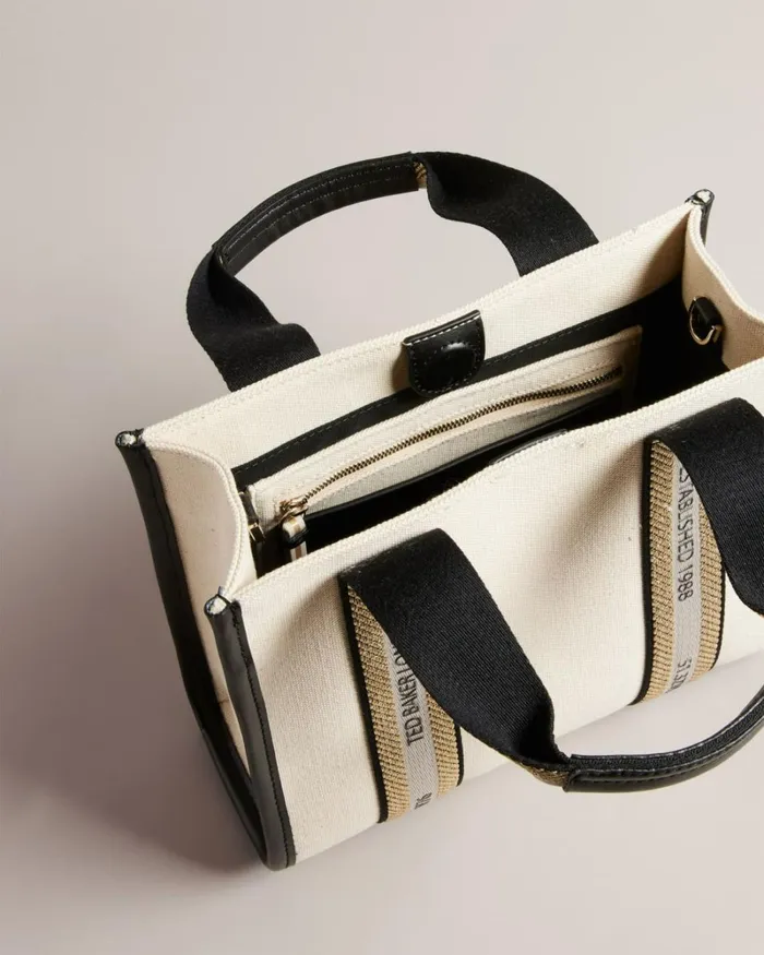 Branded Webbing Canvas Small Tote Ecru Women Ted Baker Bags Branded Webbing Canvas Small Tote Ecru Women Ted Baker Bags