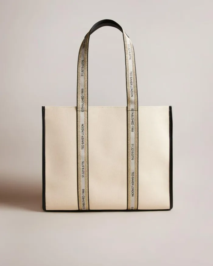 Branded Webbing Canvas Tote Ecru Women Ted Baker Bags Branded Webbing Canvas Tote Ecru Women Ted Baker Bags