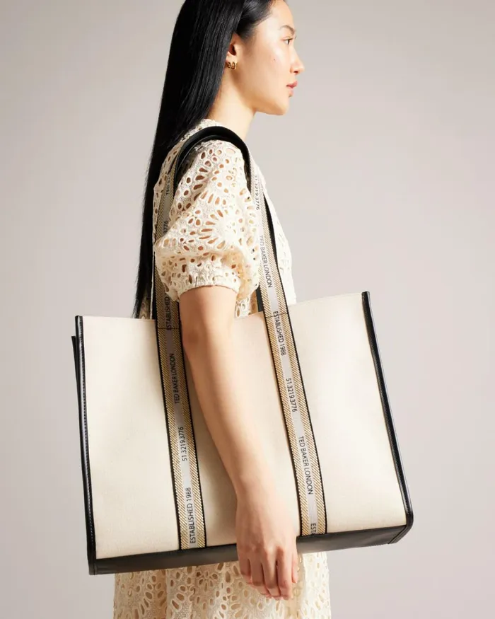 Branded Webbing Canvas Tote Ecru Women Ted Baker Bags Branded Webbing Canvas Tote Ecru Women Ted Baker Bags
