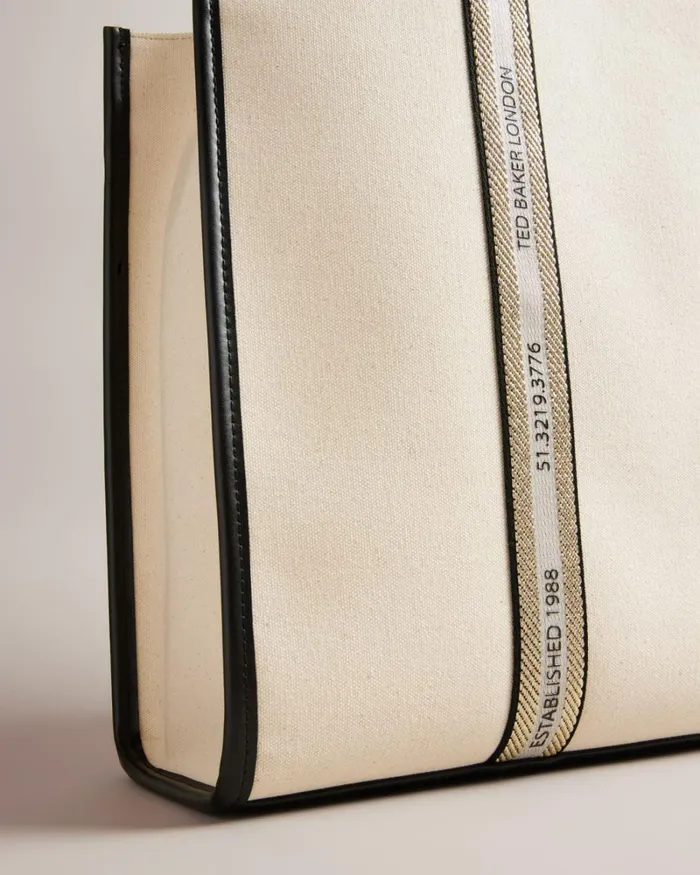 Branded Webbing Canvas Tote Ecru Women Ted Baker Bags Branded Webbing Canvas Tote Ecru Women Ted Baker Bags