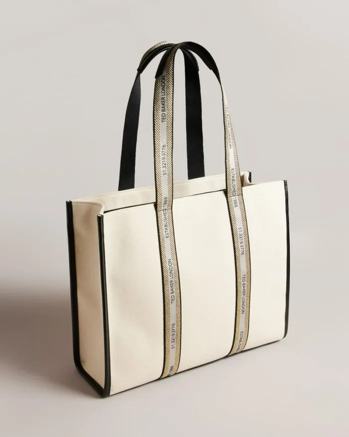 Branded Webbing Canvas Tote Ecru Women Ted Baker Bags Branded Webbing Canvas Tote Ecru Women Ted Baker Bags