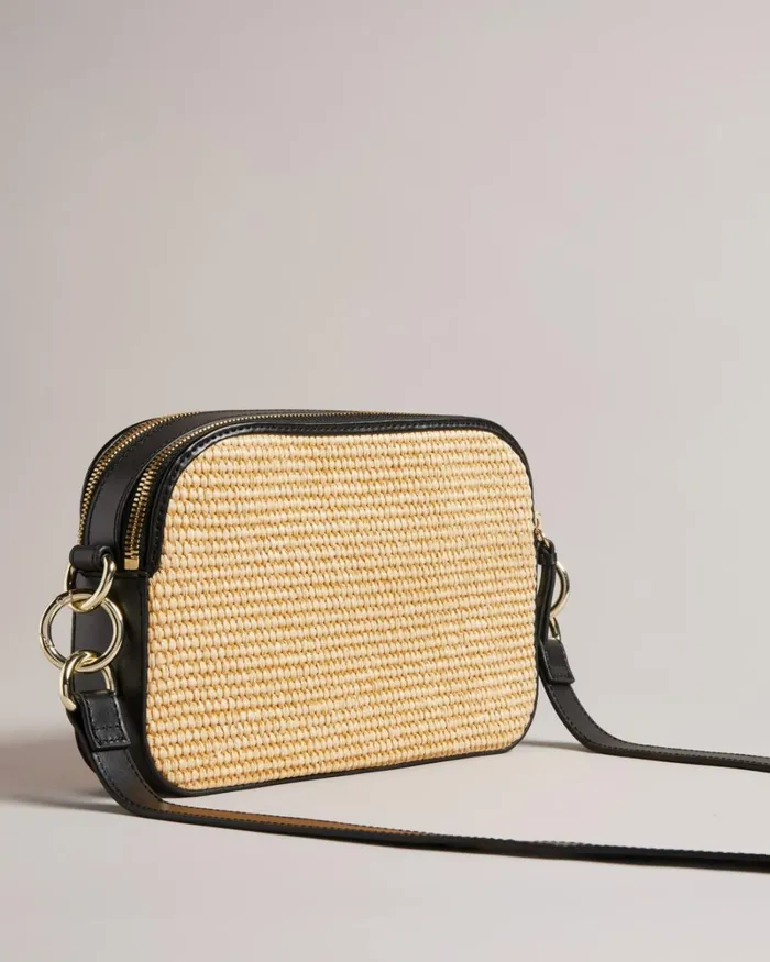 Branded Webbing Raffia Camera Cross Body Bag Natural Women Ted Baker Bags