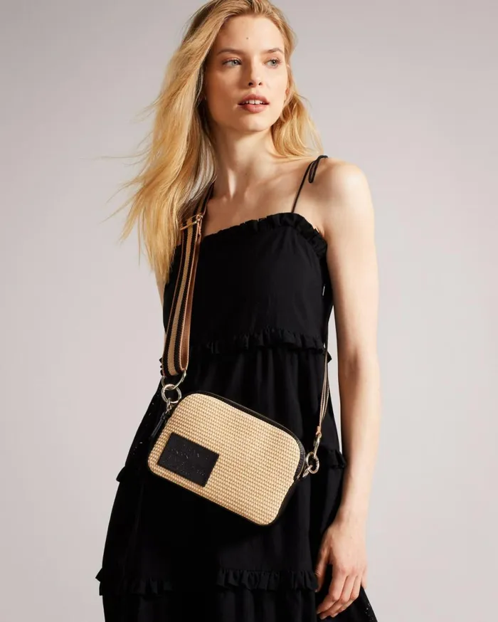 Branded Webbing Raffia Camera Cross Body Bag Natural Women Ted Baker Bags Branded Webbing Raffia Camera Cross Body Bag Natural Women Ted Baker Bags