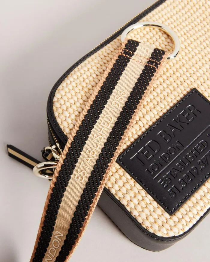 Branded Webbing Raffia Camera Cross Body Bag Natural Women Ted Baker Bags Branded Webbing Raffia Camera Cross Body Bag Natural Women Ted Baker Bags
