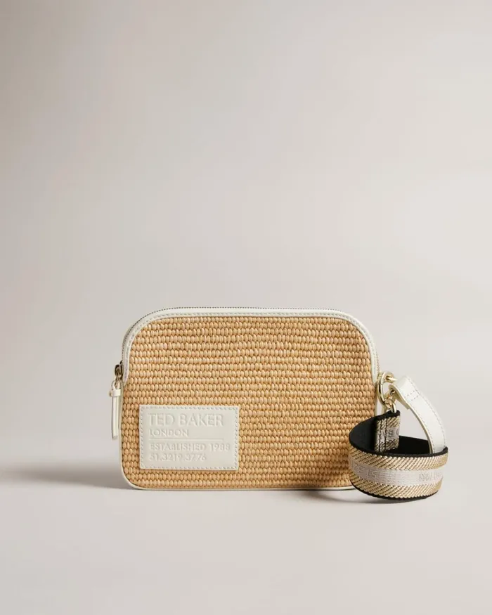 Branded Webbing Raffia Camera Cross Body Bag White Women Ted Baker Bags Branded Webbing Raffia Camera Cross Body Bag White Women Ted Baker Bags