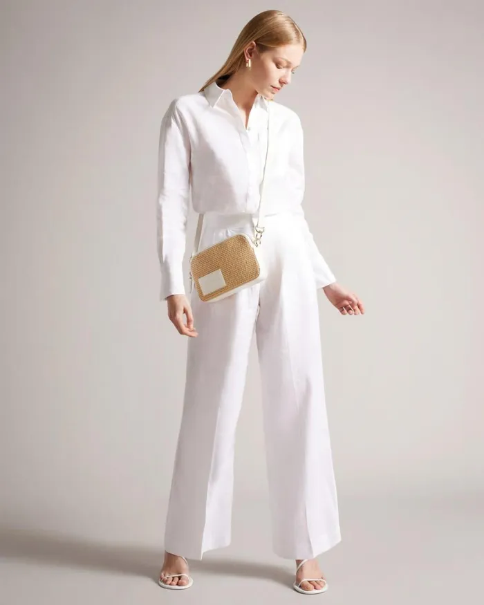 Branded Webbing Raffia Camera Cross Body Bag White Women Ted Baker Bags Branded Webbing Raffia Camera Cross Body Bag White Women Ted Baker Bags