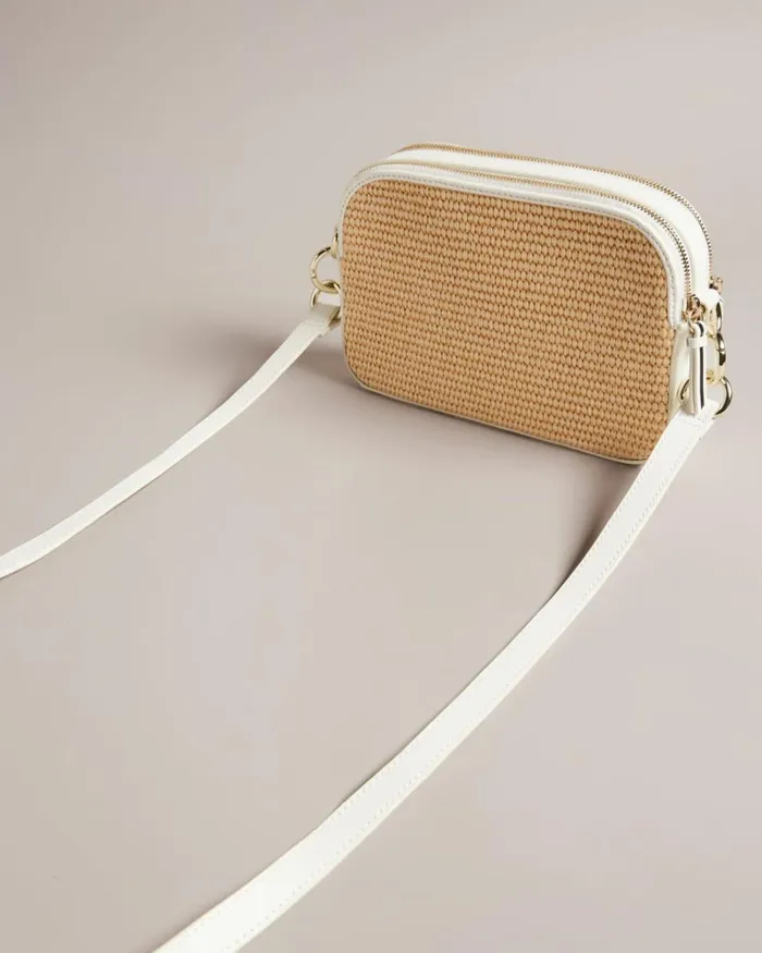 Branded Webbing Raffia Camera Cross Body Bag White Women Ted Baker Bags Branded Webbing Raffia Camera Cross Body Bag White Women Ted Baker Bags