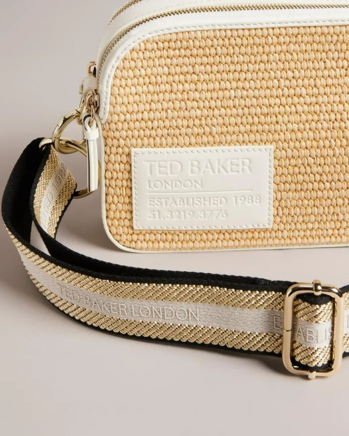 Branded Webbing Raffia Camera Cross Body Bag White Women Ted Baker Bags Branded Webbing Raffia Camera Cross Body Bag White Women Ted Baker Bags